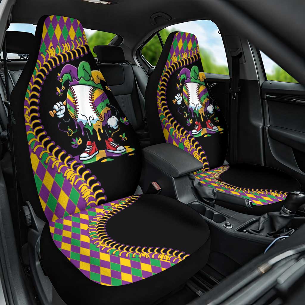 Dripping Baseball Mardi Gras Car Seat Cover Throw me Something Mister!