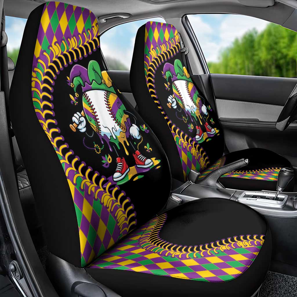 Dripping Baseball Mardi Gras Car Seat Cover Throw me Something Mister!