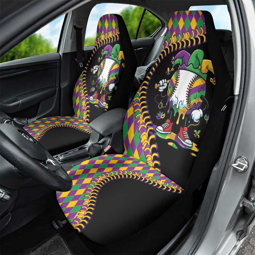 Dripping Baseball Mardi Gras Car Seat Cover Throw me Something Mister!