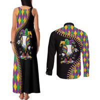 Dripping Baseball Mardi Gras Couples Matching Tank Maxi Dress and Long Sleeve Button Shirt Throw me Something Mister!