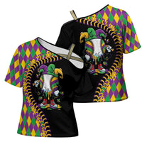 Dripping Baseball Mardi Gras Cross Shoulder Shirt Throw me Something Mister!