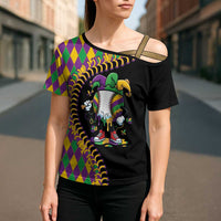 Dripping Baseball Mardi Gras Cross Shoulder Shirt Throw me Something Mister!