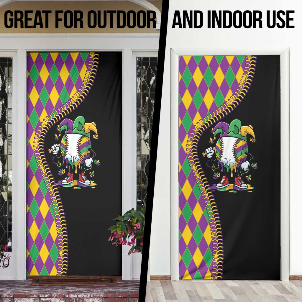 Dripping Baseball Mardi Gras Door Cover Throw me Something Mister!
