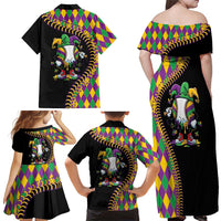 Dripping Baseball Mardi Gras Family Matching Off Shoulder Maxi Dress and Hawaiian Shirt Throw me Something Mister!