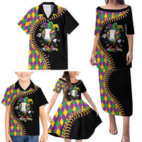 Dripping Baseball Mardi Gras Family Matching Puletasi and Hawaiian Shirt Throw me Something Mister!