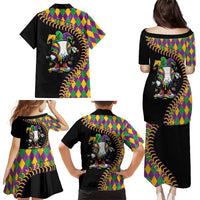 Dripping Baseball Mardi Gras Family Matching Puletasi and Hawaiian Shirt Throw me Something Mister!