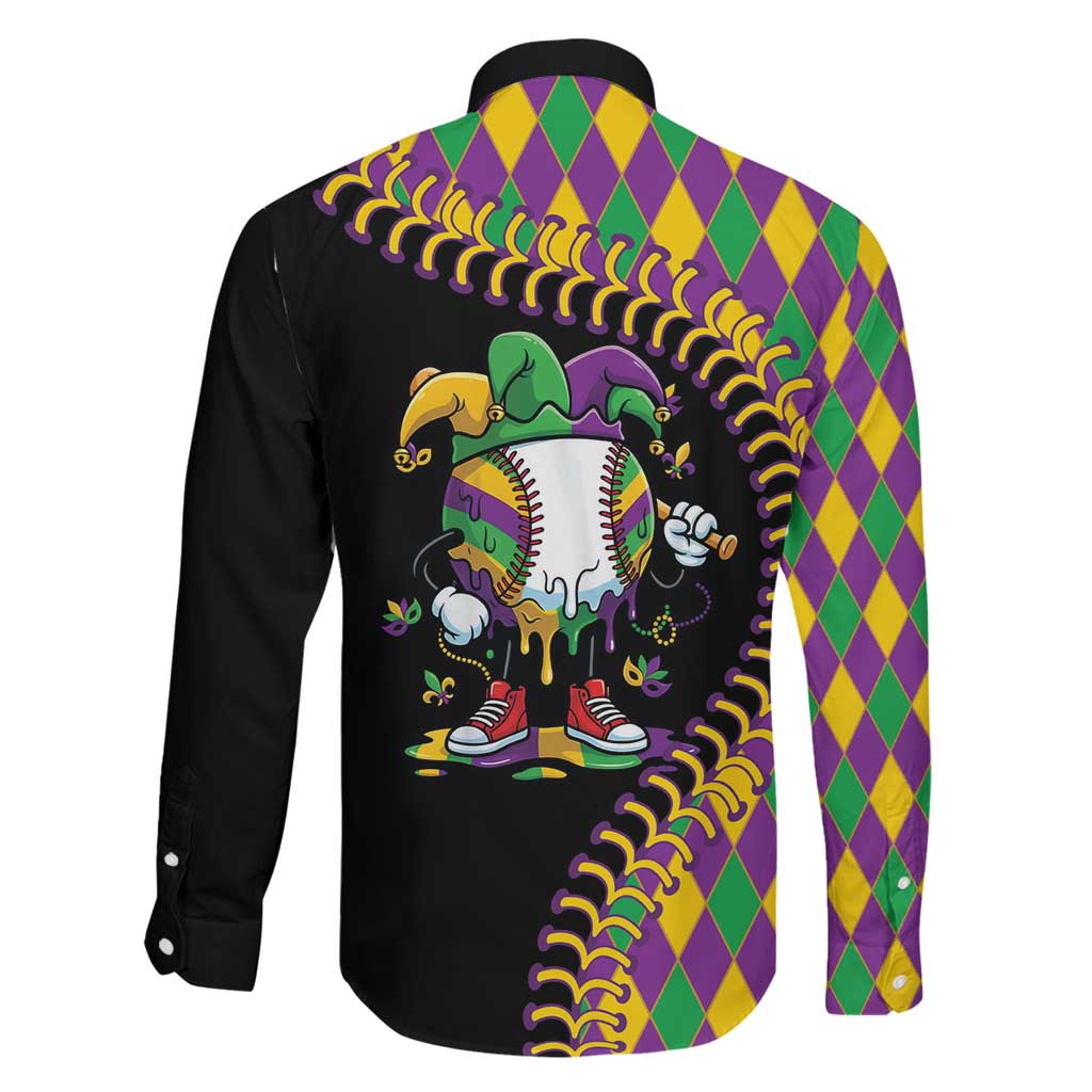 Dripping Baseball Mardi Gras Family Matching Short Sleeve Bodycon Dress and Hawaiian Shirt Throw me Something Mister!