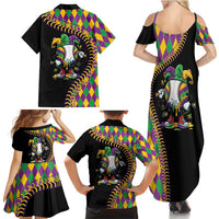 Dripping Baseball Mardi Gras Family Matching Summer Maxi Dress and Hawaiian Shirt Throw me Something Mister!