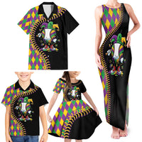 Dripping Baseball Mardi Gras Family Matching Tank Maxi Dress and Hawaiian Shirt Throw me Something Mister!