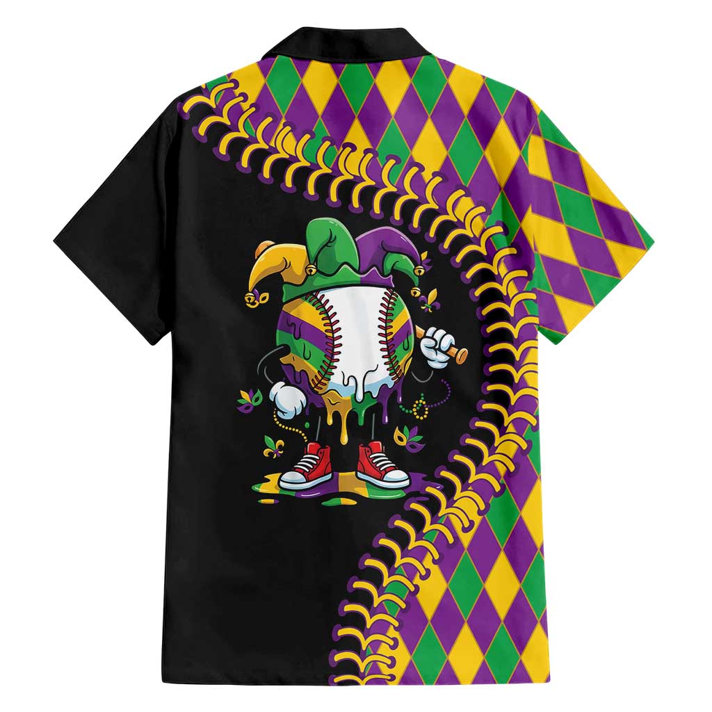 Dripping Baseball Mardi Gras Hawaiian Shirt Throw me Something Mister!