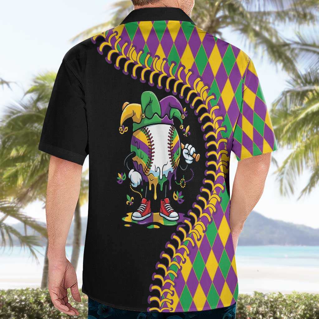 Dripping Baseball Mardi Gras Hawaiian Shirt Throw me Something Mister!