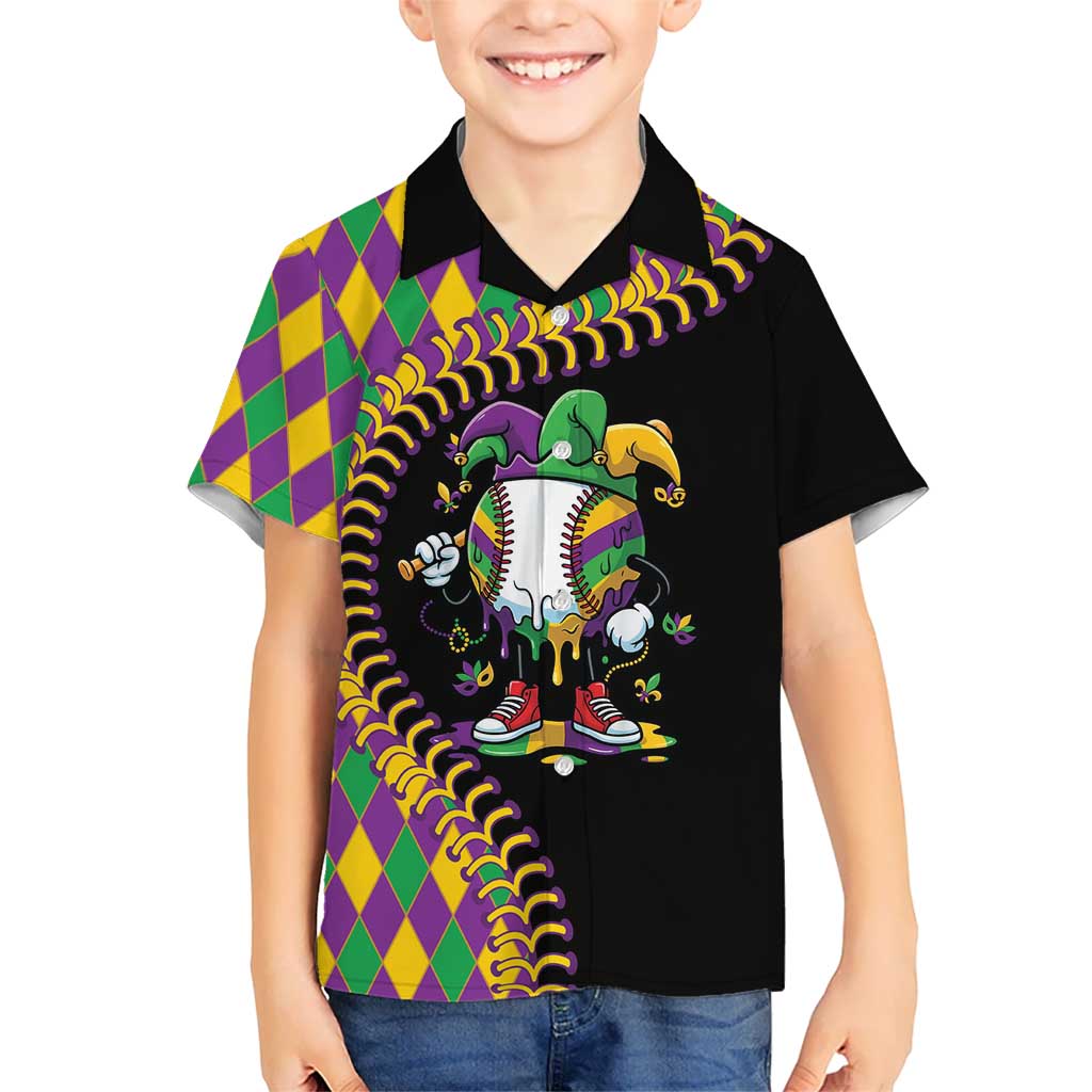 Dripping Baseball Mardi Gras Hawaiian Shirt Throw me Something Mister!