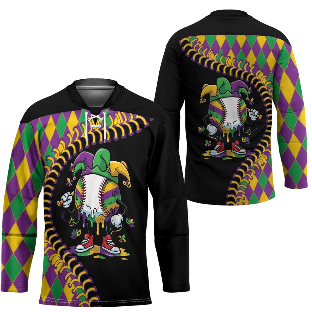Dripping Baseball Mardi Gras Hockey Jersey Throw me Something Mister!