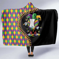 Dripping Baseball Mardi Gras Hooded Blanket Throw me Something Mister!