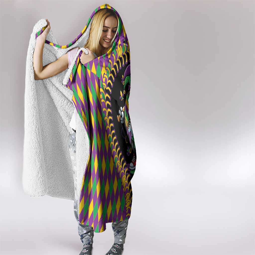 Dripping Baseball Mardi Gras Hooded Blanket Throw me Something Mister!