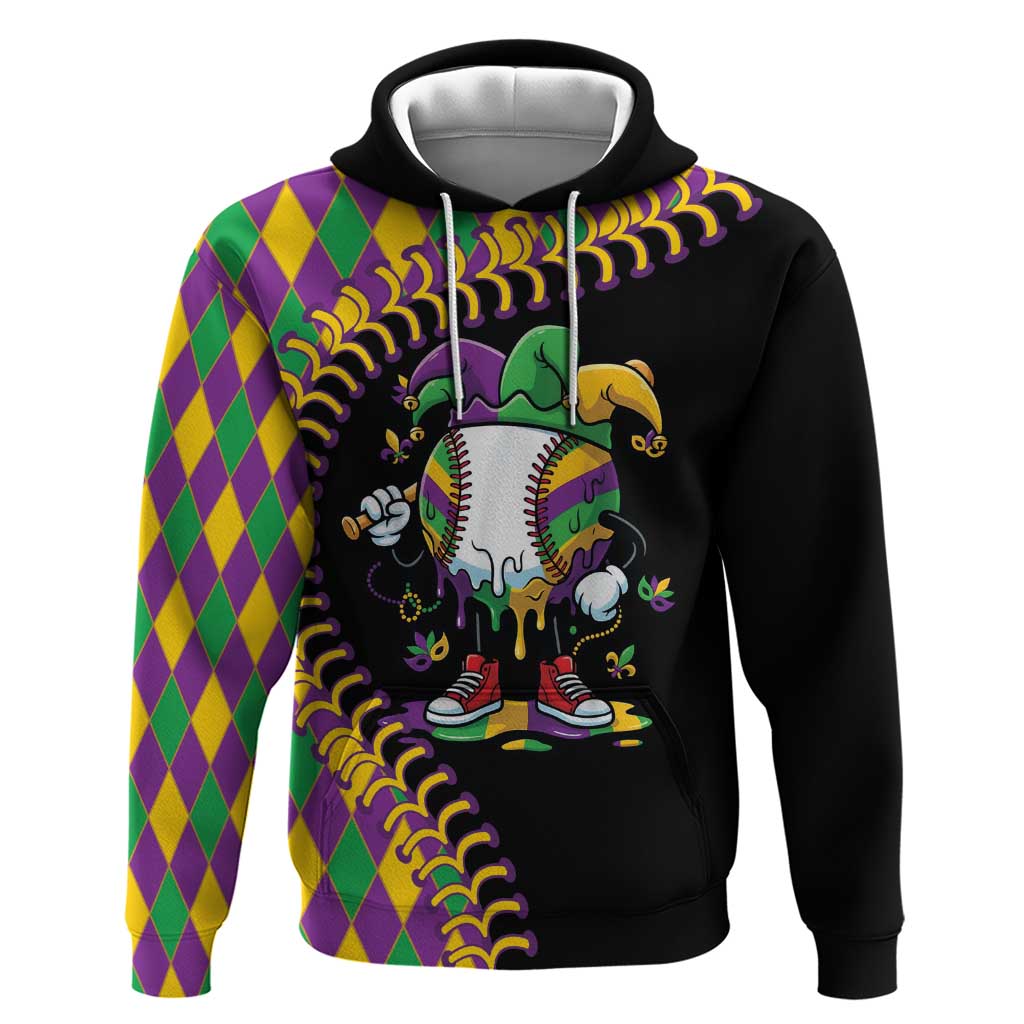 Dripping Baseball Mardi Gras Hoodie Throw me Something Mister!