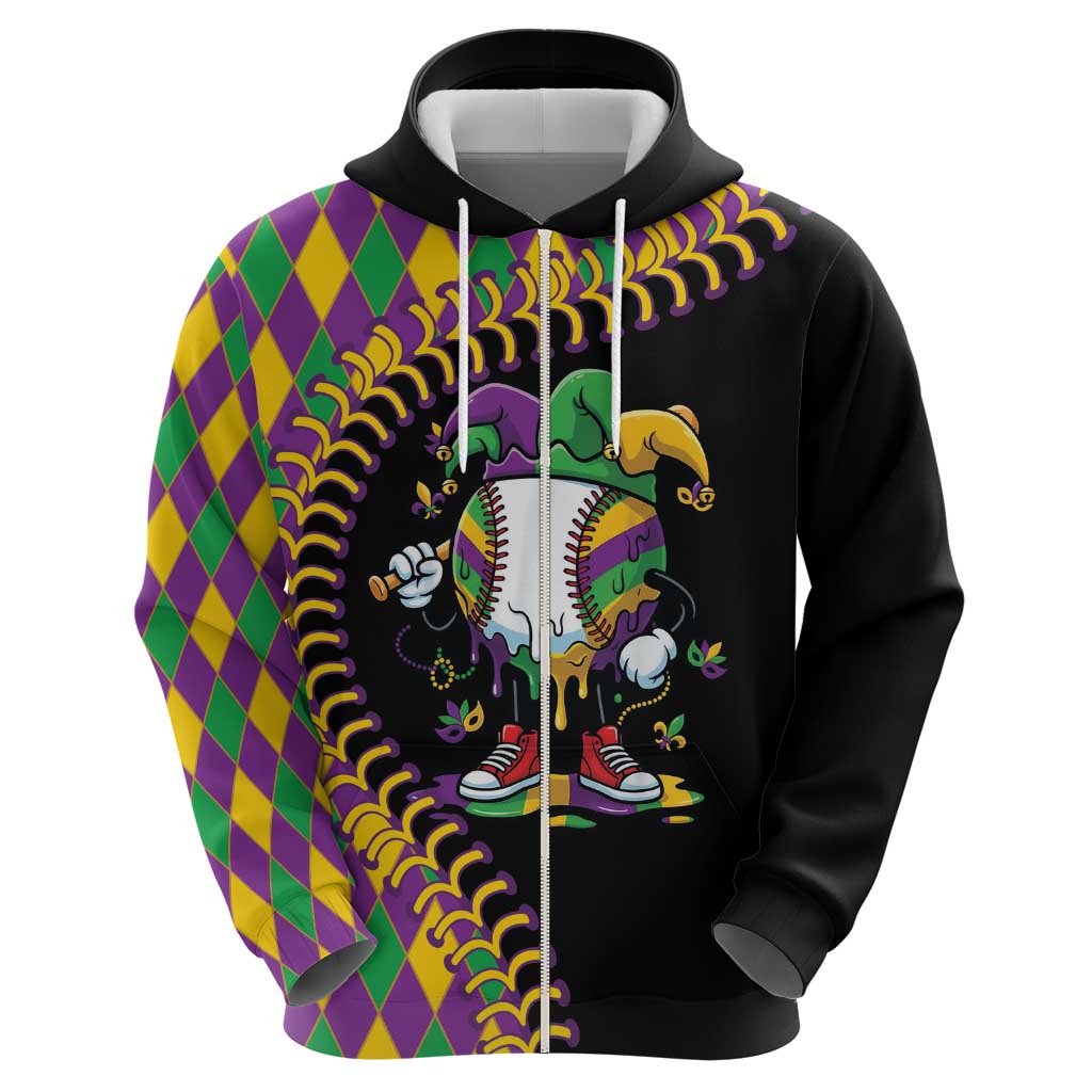 Dripping Baseball Mardi Gras Hoodie Throw me Something Mister!