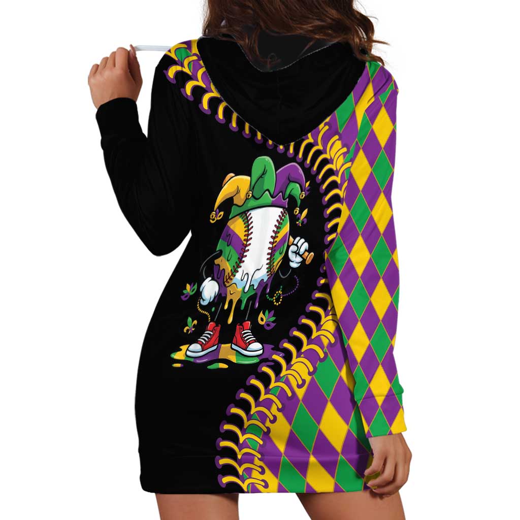 Dripping Baseball Mardi Gras Hoodie Dress Throw me Something Mister!