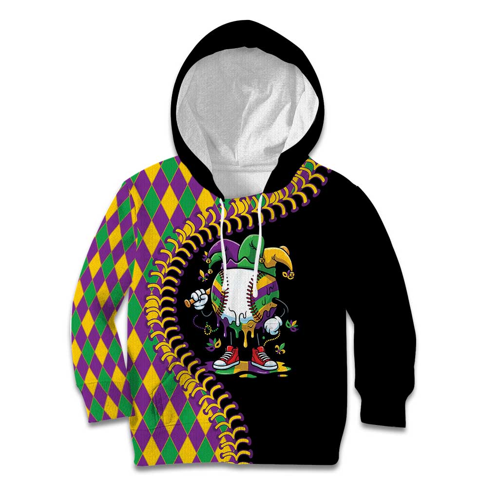 Dripping Baseball Mardi Gras Kid Hoodie Throw me Something Mister!