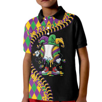Dripping Baseball Mardi Gras Kid Polo Shirt Throw me Something Mister!