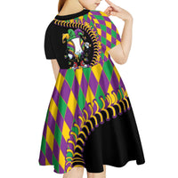 Dripping Baseball Mardi Gras Kid Short Sleeve Dress Throw me Something Mister!