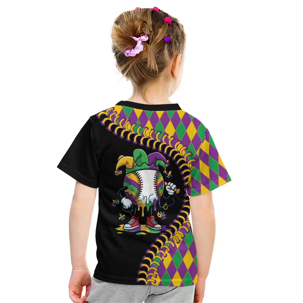 Dripping Baseball Mardi Gras Kid T Shirt Throw me Something Mister!