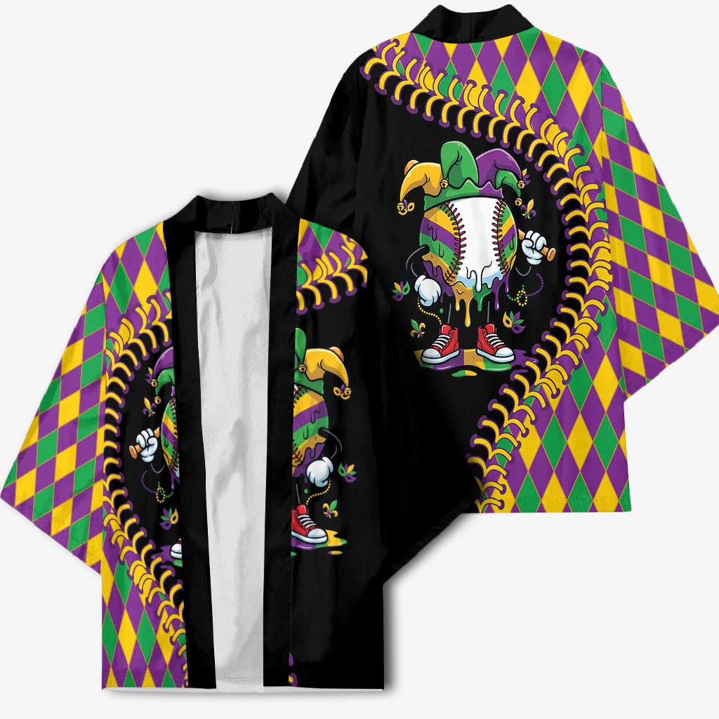 Dripping Baseball Mardi Gras Kimono Throw me Something Mister!