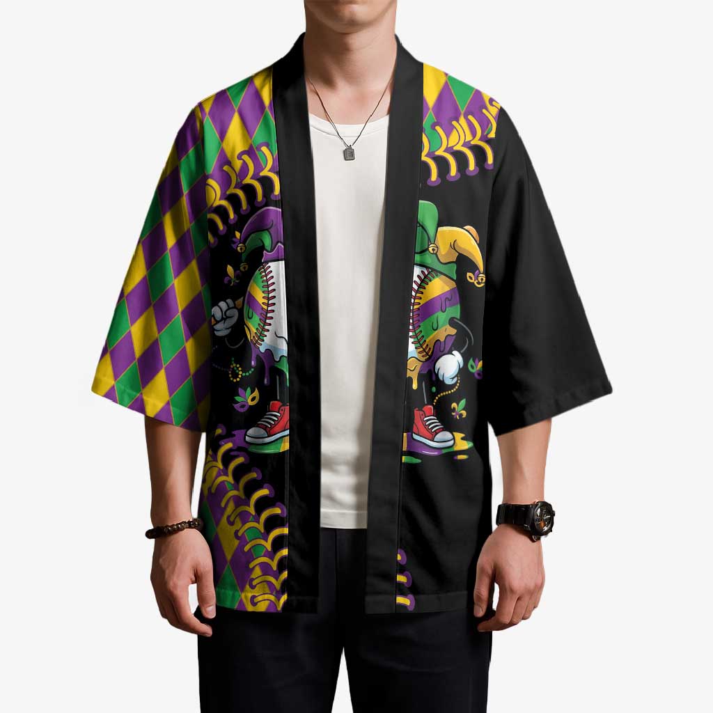 Dripping Baseball Mardi Gras Kimono Throw me Something Mister!