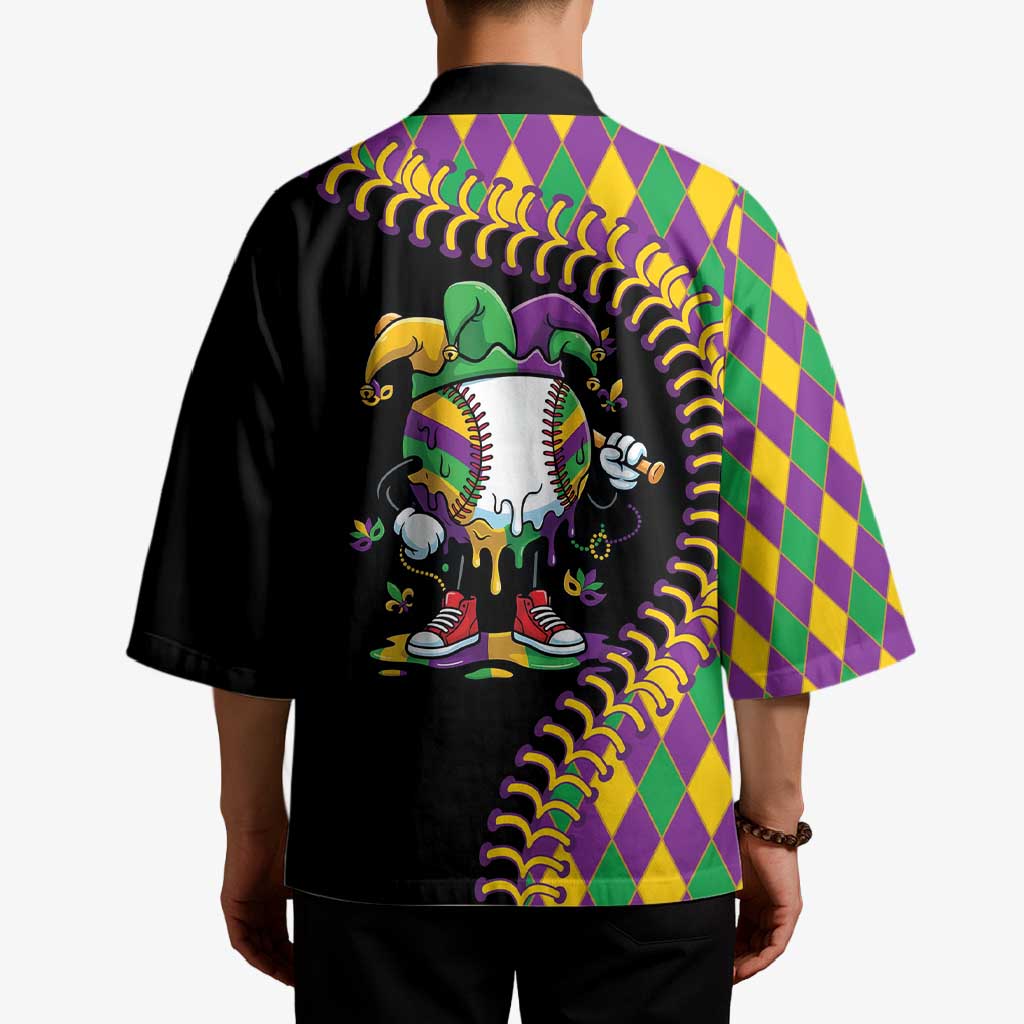Dripping Baseball Mardi Gras Kimono Throw me Something Mister!