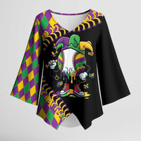 Dripping Baseball Mardi Gras Kimono Sleeve Blouse Throw me Something Mister!