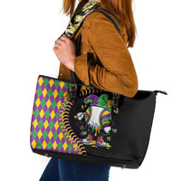 Dripping Baseball Mardi Gras Leather Tote Bag Throw me Something Mister!