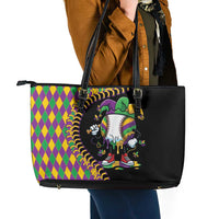 Dripping Baseball Mardi Gras Leather Tote Bag Throw me Something Mister!