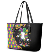 Dripping Baseball Mardi Gras Leather Tote Bag Throw me Something Mister!
