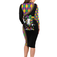 Dripping Baseball Mardi Gras Long Sleeve Bodycon Dress Throw me Something Mister!