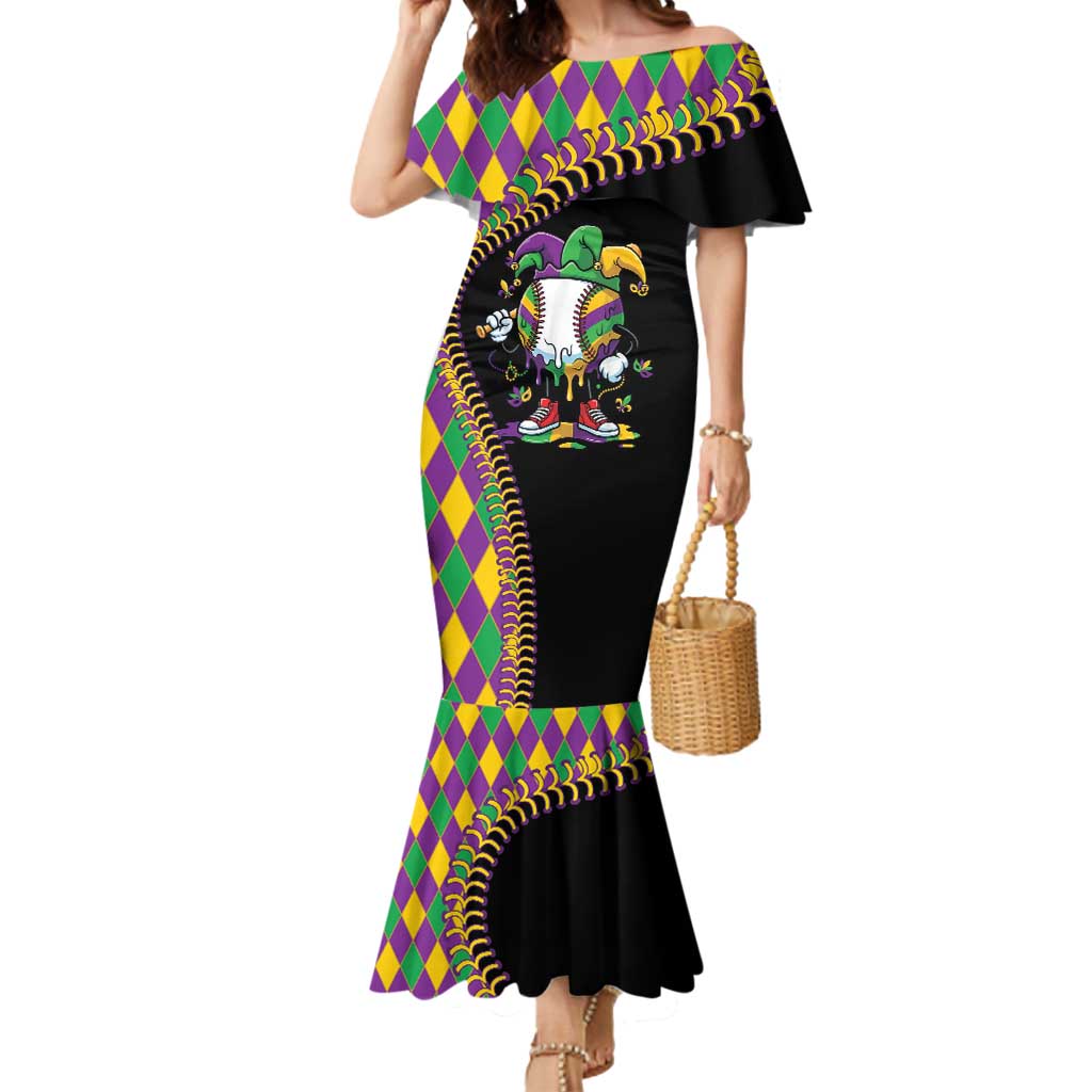 Dripping Baseball Mardi Gras Mermaid Dress Throw me Something Mister!