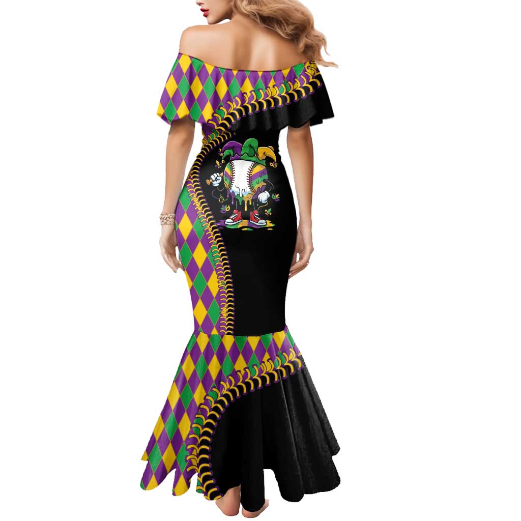 Dripping Baseball Mardi Gras Mermaid Dress Throw me Something Mister!