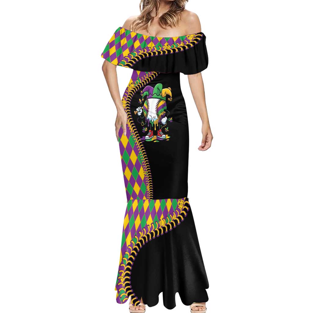 Dripping Baseball Mardi Gras Mermaid Dress Throw me Something Mister!