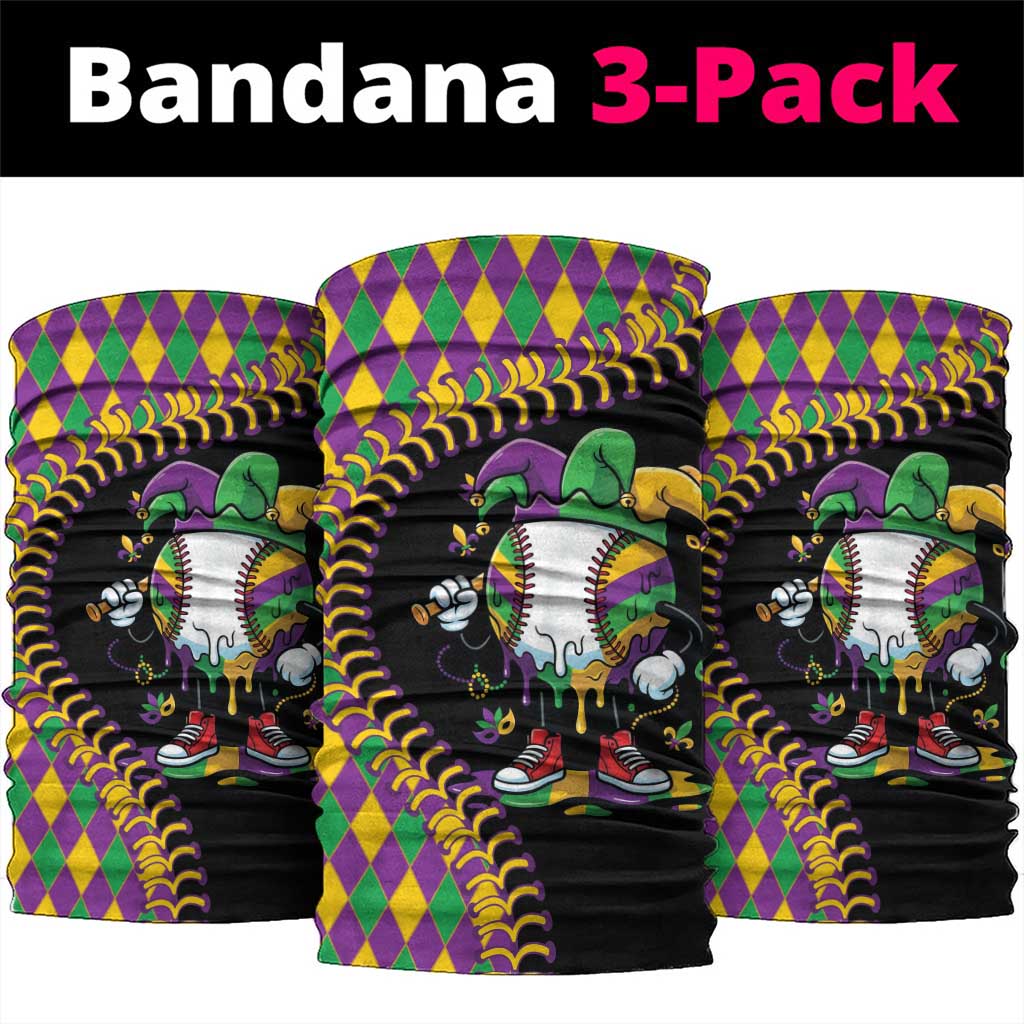 Dripping Baseball Mardi Gras Neck Gaiter Throw me Something Mister!