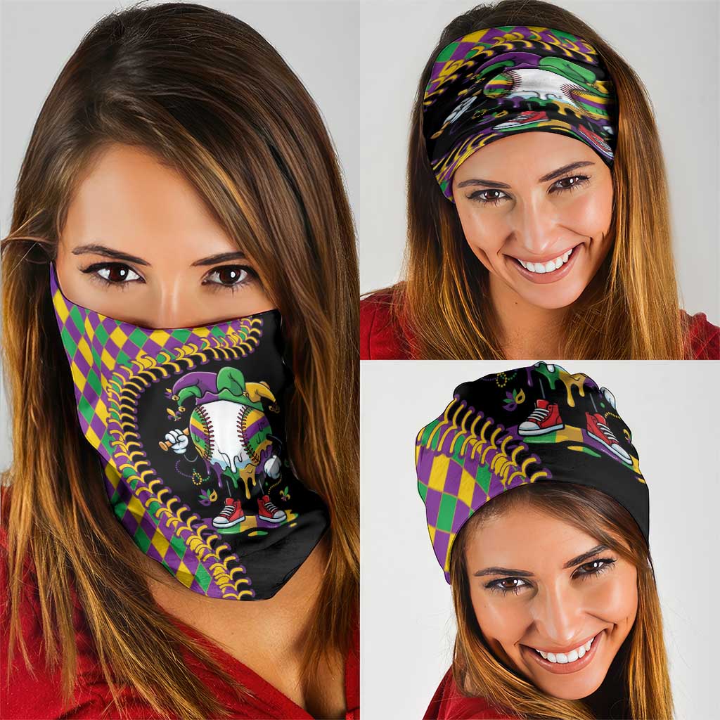 Dripping Baseball Mardi Gras Neck Gaiter Throw me Something Mister!