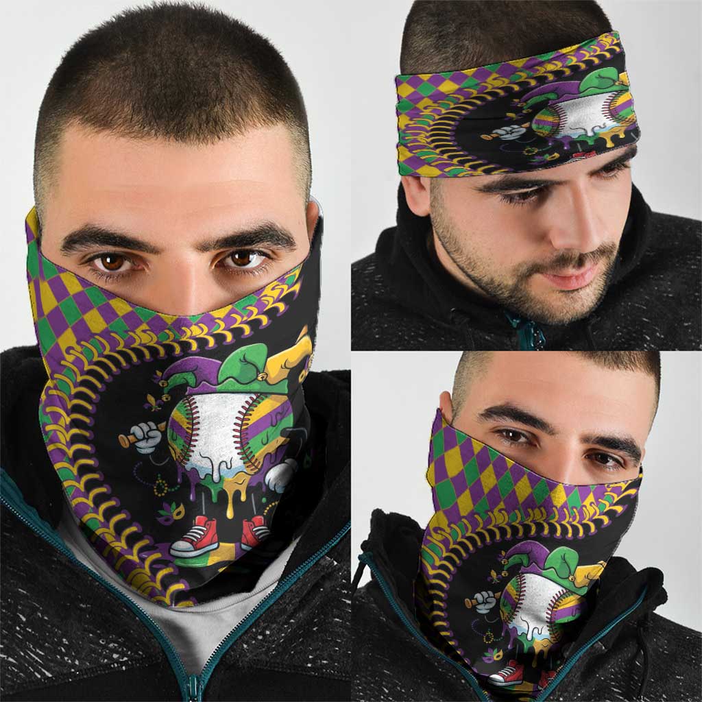 Dripping Baseball Mardi Gras Neck Gaiter Throw me Something Mister!