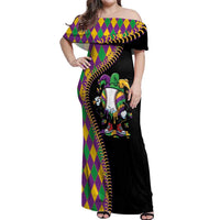 Dripping Baseball Mardi Gras Off Shoulder Maxi Dress Throw me Something Mister!