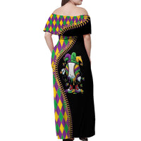 Dripping Baseball Mardi Gras Off Shoulder Maxi Dress Throw me Something Mister!