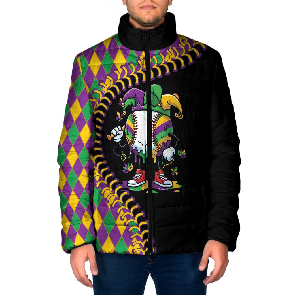 Dripping Baseball Mardi Gras Padded Jacket Throw me Something Mister!