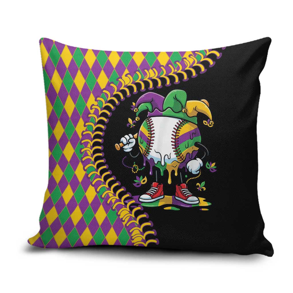 Dripping Baseball Mardi Gras Pillow Cover Throw me Something Mister!