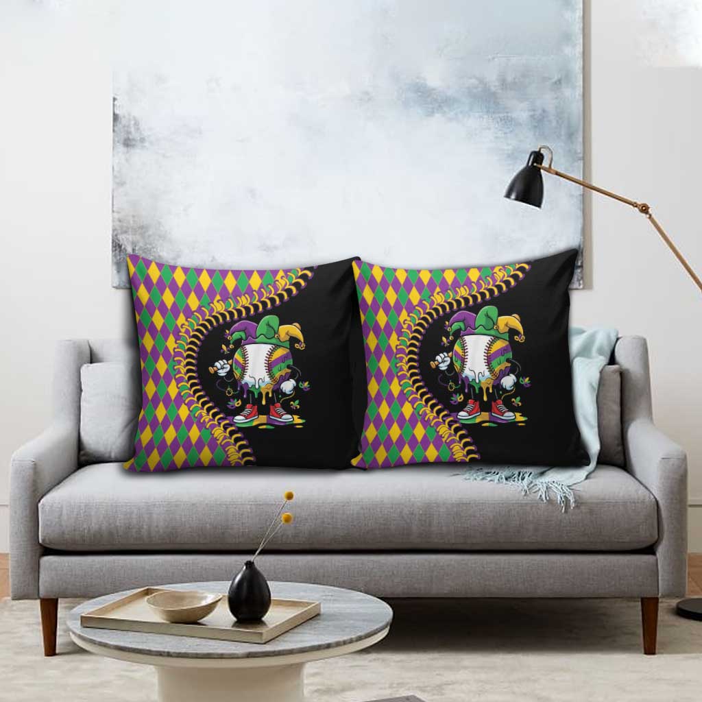 Dripping Baseball Mardi Gras Pillow Cover Throw me Something Mister!