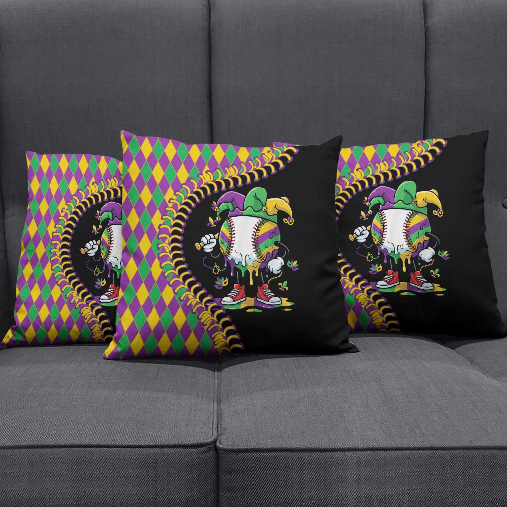 Dripping Baseball Mardi Gras Pillow Cover Throw me Something Mister!