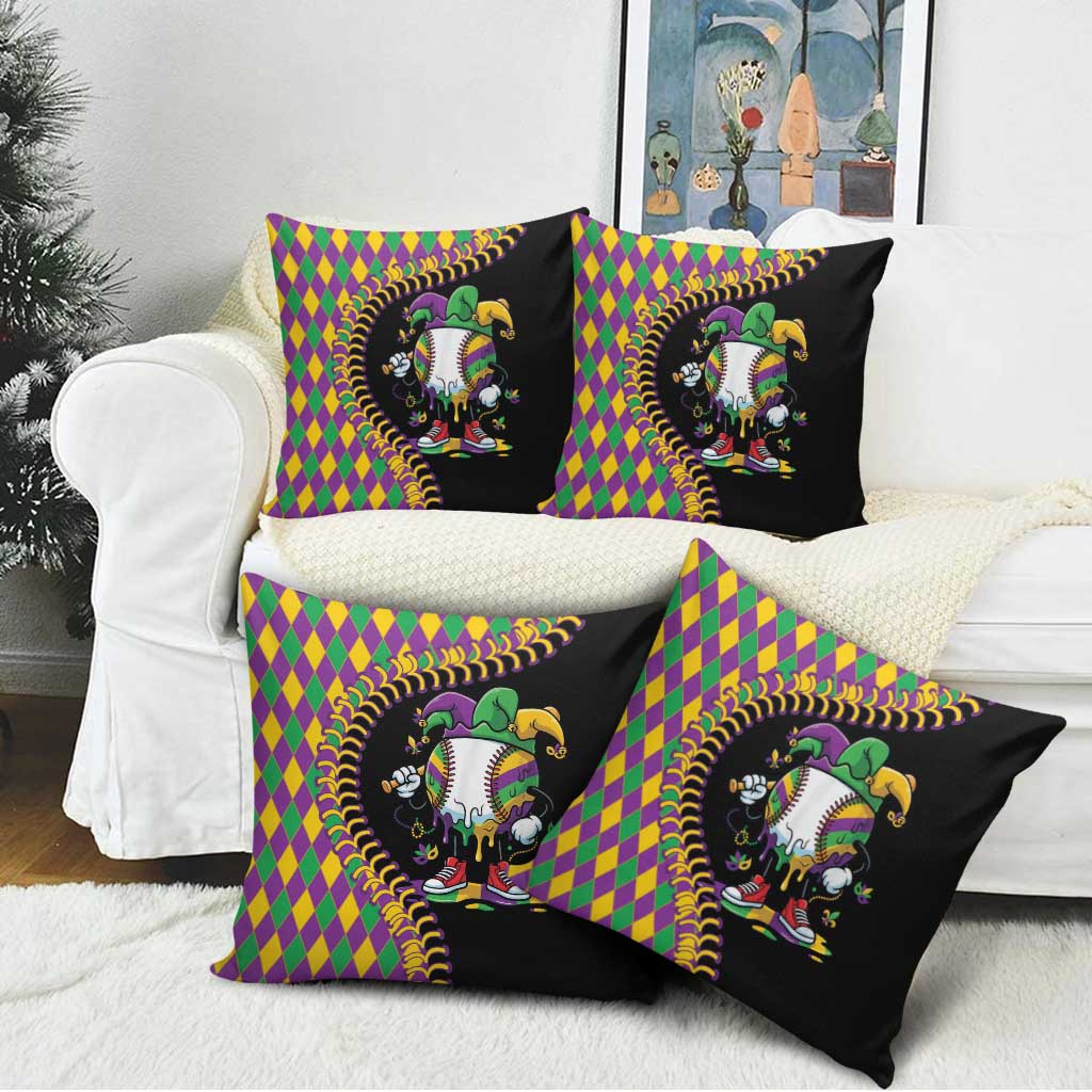 Dripping Baseball Mardi Gras Pillow Cover Throw me Something Mister!