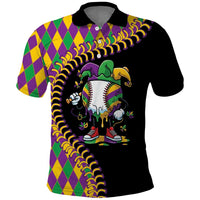 Dripping Baseball Mardi Gras Polo Shirt Throw me Something Mister!
