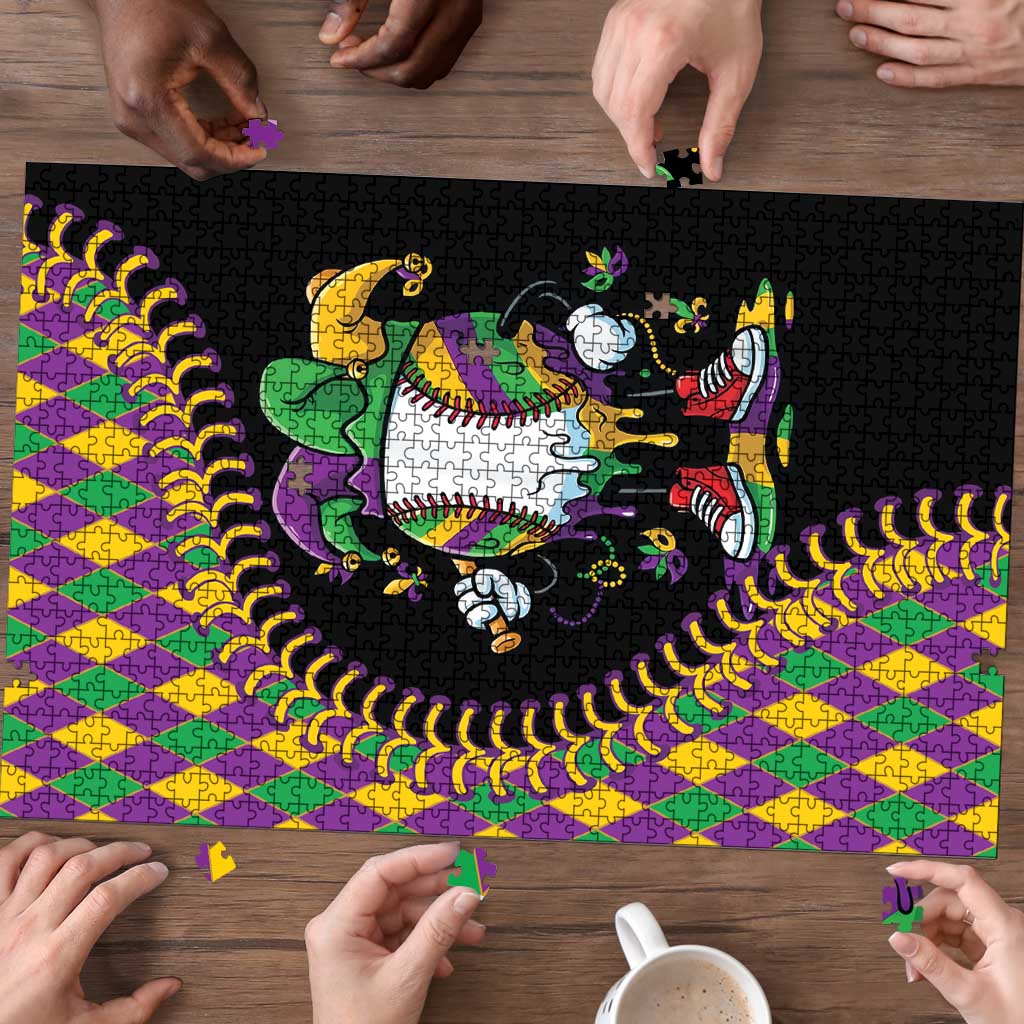 Dripping Baseball Mardi Gras Puzzle Throw me Something Mister!