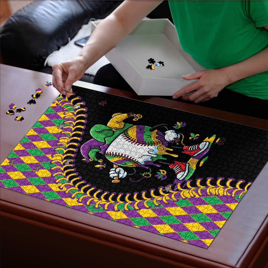 Dripping Baseball Mardi Gras Puzzle Throw me Something Mister!